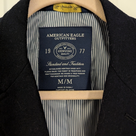 American Eagle Men's M The Legendary Blazer Navy EUC Wool Blend - Picture 3 of 5